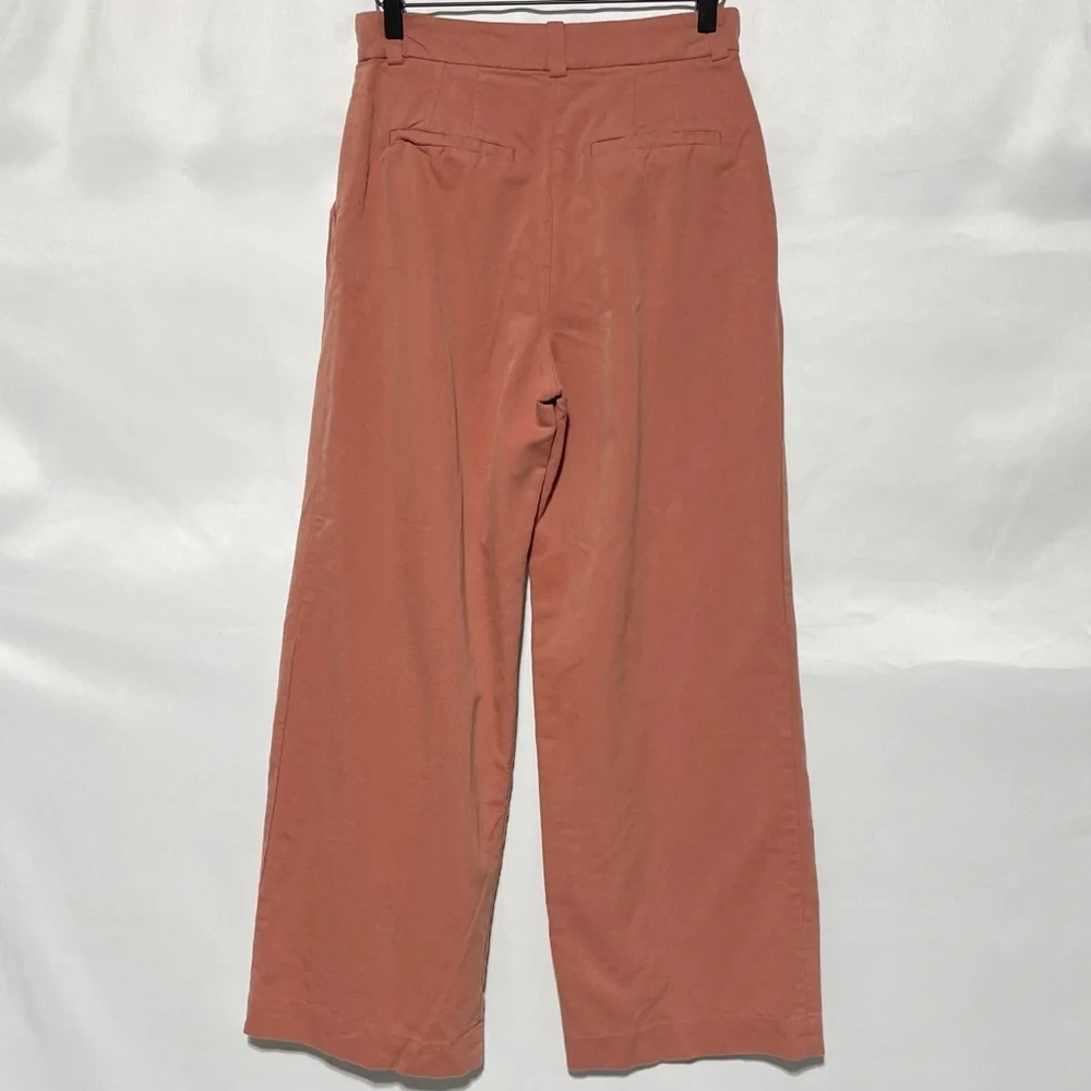 & Other Stories Relaxed Straight Leg Pleated Tailored Trousers Rust Red Size 4 - Picture 8 of 16